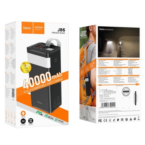 IŠORINĖ BATERIJA POWER BANK HOCO J86 22.5W QUICK CHARGE 3.0 40000MAH JUODA IŠORINĖ BATERIJA POWER BANK HOCO J86 22.5W QUICK CHARGE 3.0 40000MAH JUODA
