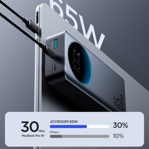 IŠORINĖ BATERIJA POWER BANK JOYROOM JR-PBF05 PRO 65W 30000MAH JUODA IŠORINĖ BATERIJA POWER BANK JOYROOM JR-PBF05 PRO 65W 30000MAH JUODA