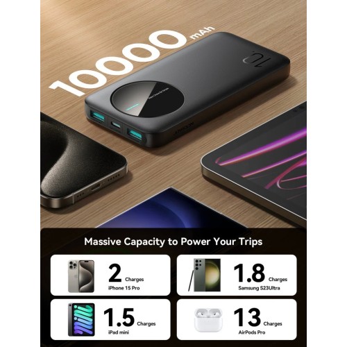 IŠORINĖ BATERIJA POWER BANK JOYROOM JR-PBF12 10000MAH JUODA IŠORINĖ BATERIJA POWER BANK JOYROOM JR-PBF12 10000MAH JUODA