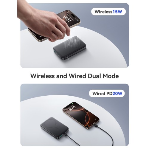 IŠORINĖ BATERIJA POWER BANK JOYROOM JR-PBM12 22.5W MAGNETIC WIRELESS 10000MAH JUODA
