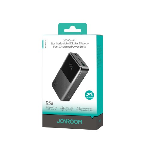 IŠORINĖ BATERIJA POWER BANK JOYROOM JR-QP192 MINI 22.5W 20000MAH JUODA IŠORINĖ BATERIJA POWER BANK JOYROOM JR-QP192 MINI 22.5W 20000MAH JUODA