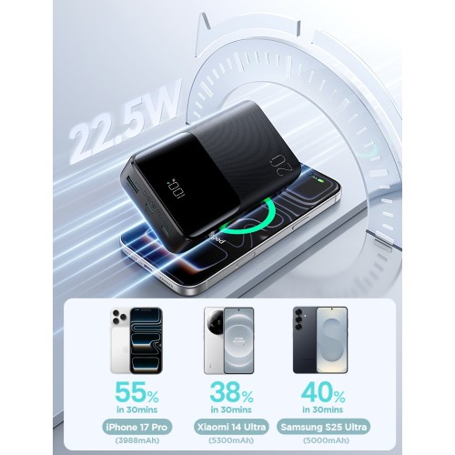 IŠORINĖ BATERIJA POWER BANK JOYROOM JR-QP192 MINI 22.5W 20000MAH JUODA IŠORINĖ BATERIJA POWER BANK JOYROOM JR-QP192 MINI 22.5W 20000MAH JUODA