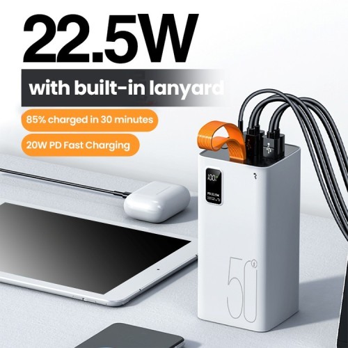 IŠORINĖ BATERIJA POWER BANK REACH RR-H39B 22.5W 50000MAH JUODA IŠORINĖ BATERIJA POWER BANK REACH RR-H39B 22.5W 50000MAH JUODA