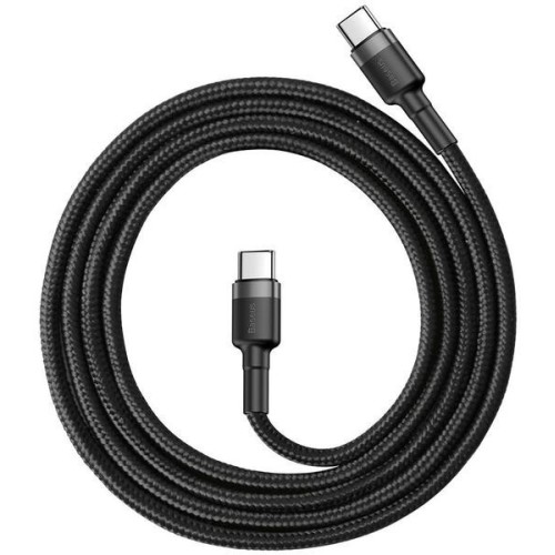 KABELIS BASEUS CAFULE PD TYPE-C TO TYPE-C 3.0A 60W PILKAS-JUODAS 1.0M CATKLF-GG1