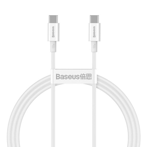 KABELIS BASEUS SUPERIOR IŠ TYPE-C Į TYPE-C 100W 1.0M BALTAS CATYS-B02 KABELIS BASEUS SUPERIOR IŠ TYPE-C Į TYPE-C 100W 1.0M BALTAS CATYS-B02