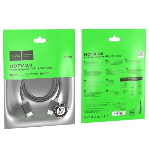 KABELIS HOCO US08 HDMI TO HDMI 1.0M JUODAS KABELIS HOCO US08 HDMI TO HDMI 1.0M JUODAS