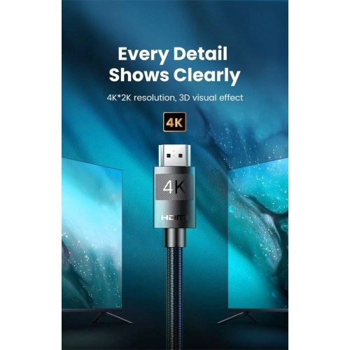 KABELIS UGREEN HD119 HDMI TO HDMI 2.0M JUODAS (40101) KABELIS UGREEN HD119 HDMI TO HDMI 2.0M JUODAS (40101)