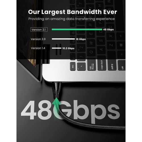 KABELIS UGREEN HD140 HDMI 2.1 TO HDMI 2.1 2.0M JUODAS KABELIS UGREEN HD140 HDMI 2.1 TO HDMI 2.1 2.0M JUODAS