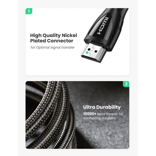 KABELIS UGREEN HD140 HDMI 2.1 TO HDMI 2.1 2.0M JUODAS KABELIS UGREEN HD140 HDMI 2.1 TO HDMI 2.1 2.0M JUODAS