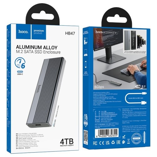 KIETOJO DISKO KORPUSAS HOCO HB47 M.2 SSD ENCLOSURE USB3.1/6GBPS KIETOJO DISKO KORPUSAS HOCO HB47 M.2 SSD ENCLOSURE USB3.1/6GBPS