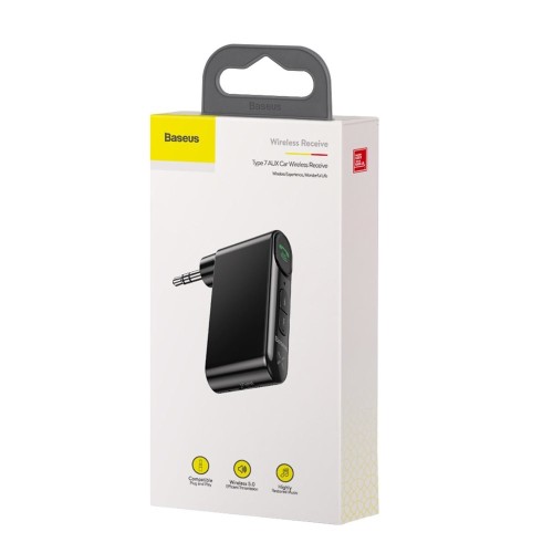 LAISVŲ RANKŲ IMTUVAS ADAPTERIS AUTOMOBILIUI BLUETOOTH BASEUS QIYIN AUX 3,5MM TV, DVD JUODAS WXQY-01