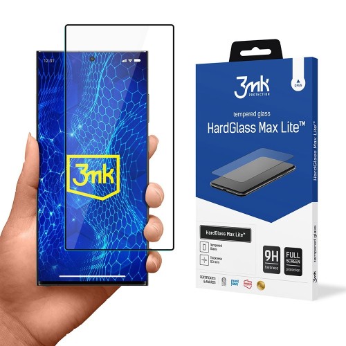 LCD APSAUGINIS STIKLIUKAS 3MK HARD GLASS MAX LITE SAMSUNG S928 S24 ULTRA JUODAS
