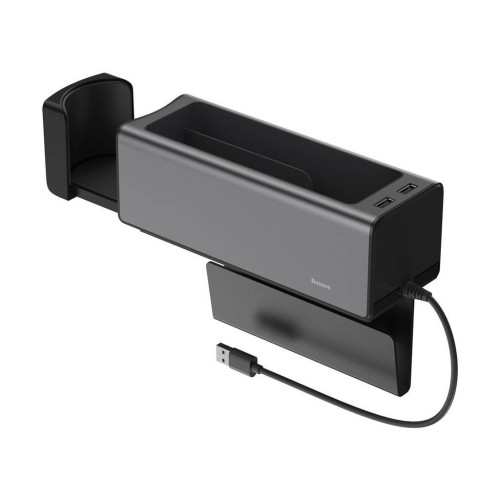 METALINIS PORANKIO KONSOLĖS ORGANAIZERIS BASEUS DELUXE DUAL USB JUODAS CRCWH-A01 METALINIS PORANKIO KONSOLĖS ORGANAIZERIS BASEUS DELUXE DUAL USB JUODAS CRCWH-A01