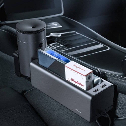 METALINIS PORANKIO KONSOLĖS ORGANAIZERIS BASEUS DELUXE DUAL USB JUODAS CRCWH-A01