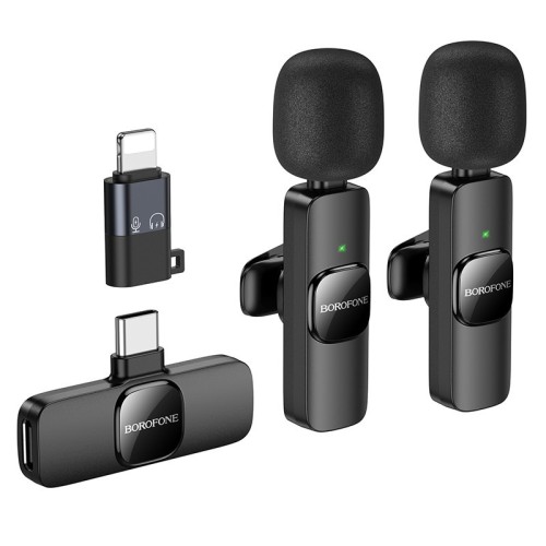 MIKROFONAS BOROFONE BFK15 LIGHTNING/USB-C JUODAS MIKROFONAS BOROFONE BFK15 LIGHTNING/USB-C JUODAS