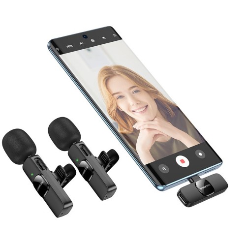 MIKROFONAS BOROFONE BFK15 LIGHTNING/USB-C JUODAS