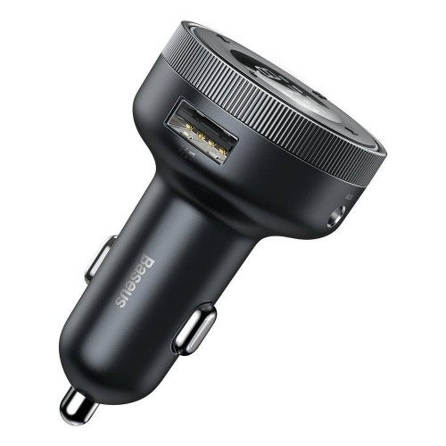 TRANSMITERIS BASEUS ENJOY BLUETOOTH MP3 GROTUVAS/FM BANGŲ MODULIATORIUS (LAISVŲ RANKŲ ĮRANGA,LCD,2XUSB WIRELESS 5.0+5V/3.4A ĮKROVIKLIS) JUODAS CCLH-01