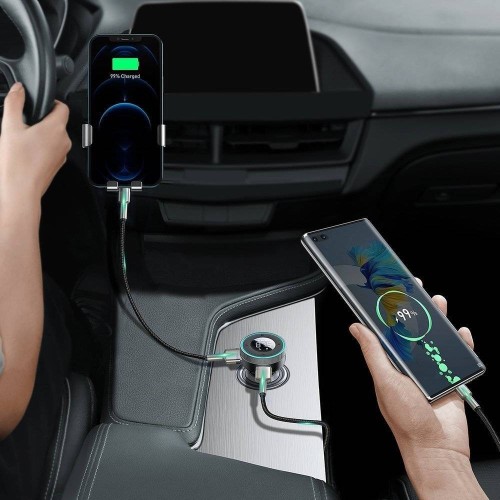 TRANSMITERIS BASEUS ENJOY BLUETOOTH MP3 GROTUVAS/FM BANGŲ MODULIATORIUS (LAISVŲ RANKŲ ĮRANGA,LCD,2XUSB WIRELESS 5.0+5V/3.4A ĮKROVIKLIS) JUODAS CCLH-01