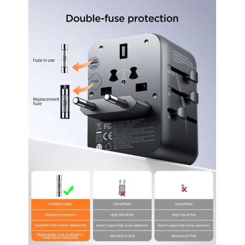 UNIVERSALUS KELIONINIS ĮKROVIKLIS JOYROOM JR-TCW01 15W 3XUSB-A/USB-C JUODAS UNIVERSALUS KELIONINIS ĮKROVIKLIS JOYROOM JR-TCW01 15W 3XUSB-A/USB-C JUODAS