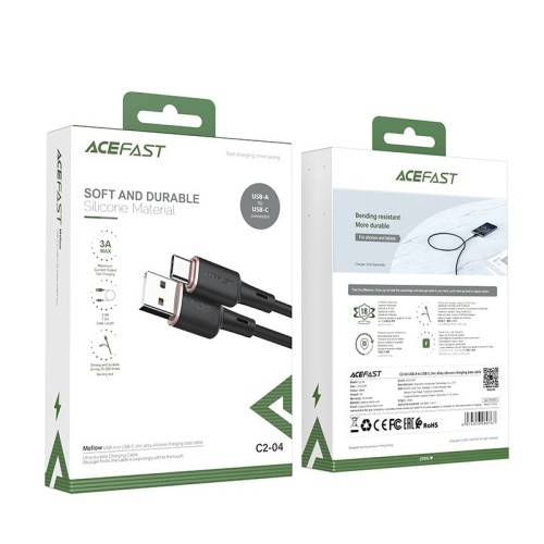 USB KABELIS ACEFAST C2-04 USB-A TO USB-C 1.2M JUODAS USB KABELIS ACEFAST C2-04 USB-A TO USB-C 1.2M JUODAS