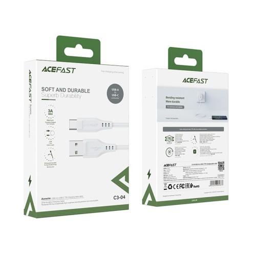 USB KABELIS ACEFAST C3-04 USB-A TO USB-C 1.2M BALTAS